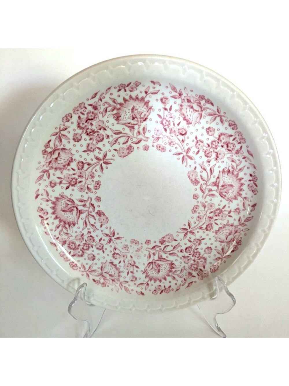 Syracuse China Roxbury Red Econo-Rim Dinner Plate Ceramic Scalloped Edge 9 inch